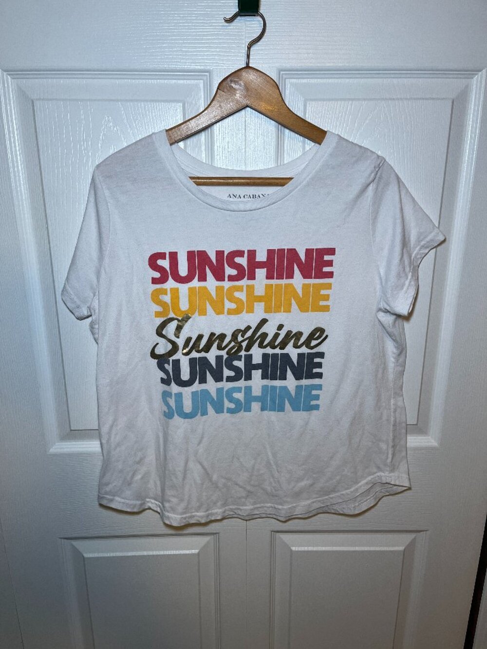 ANA Cabana Sunshine Graphic Tee 2X White Multicolor Casual Top